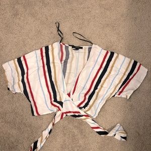 Forever 21 Front tie striped flowy shirt